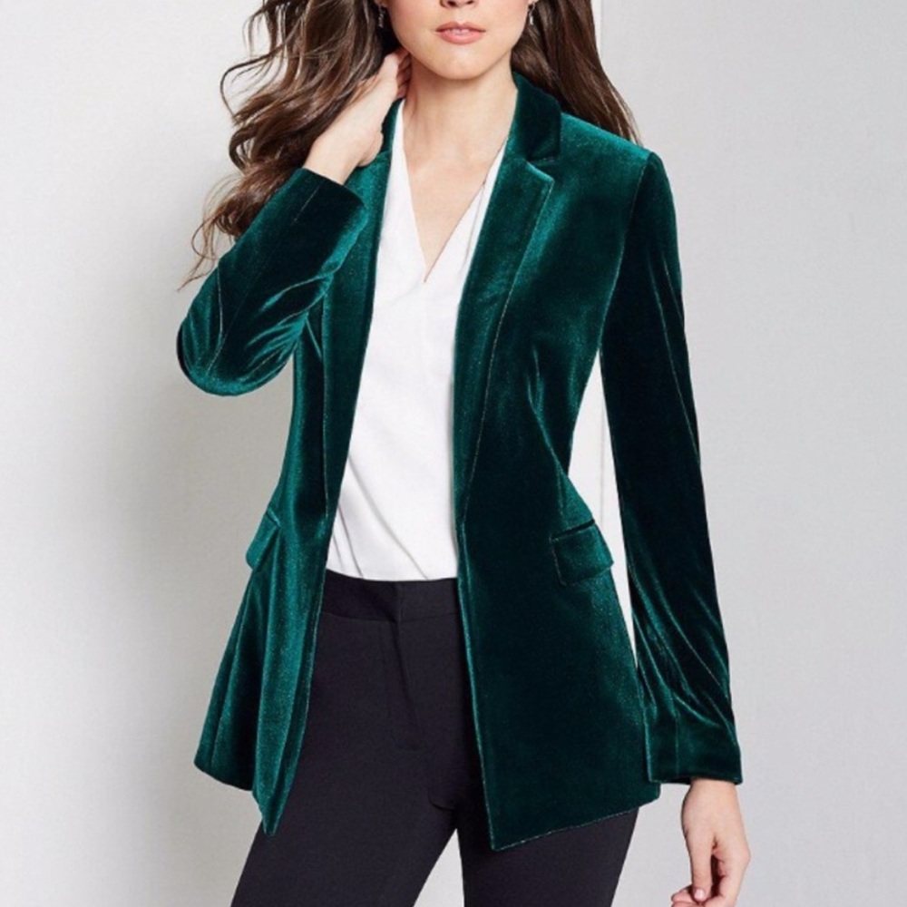 Antonio Melani Emerald Green Velvet Metallic Blazer Size 0